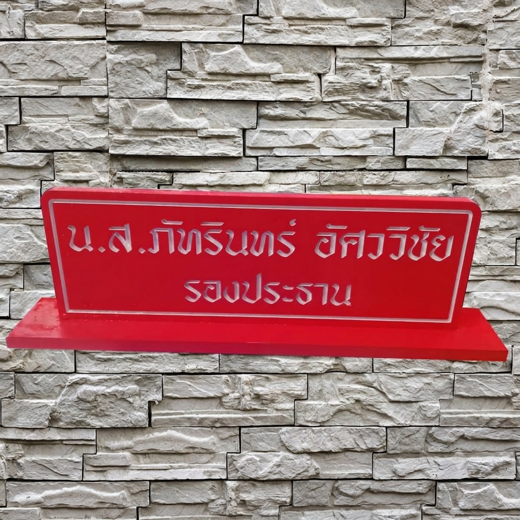 ป้ายตั้งโต๊ะ ป้ายพลาสวูด ผลิตโดย SignBK